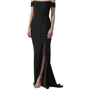 Amsale Womens Off The Shoulder Black Sz 8